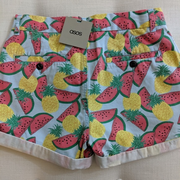 ASOS Watermelon and Pineapple Jean Shorts Size 4 - Picture 2 of 7